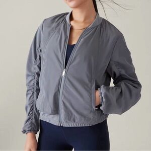 Athleta Coastline Blue Wayfarer Bomber Jacket Women's Size Large Activewear